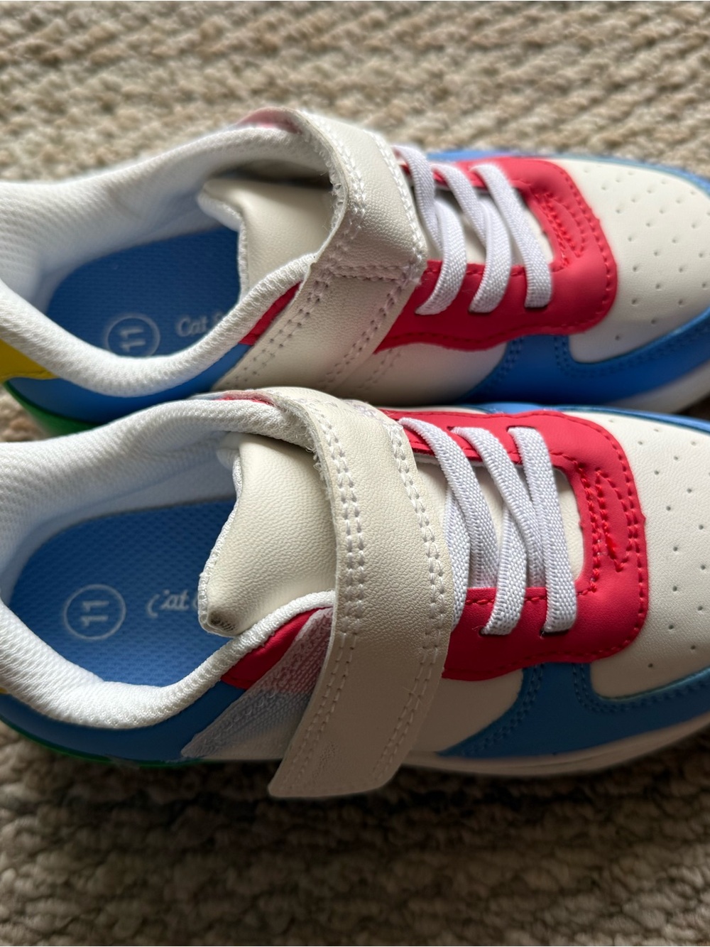 Cat & Jack White, Blue & Red Kids Sneakers with Velcro - Picture 3 of 4